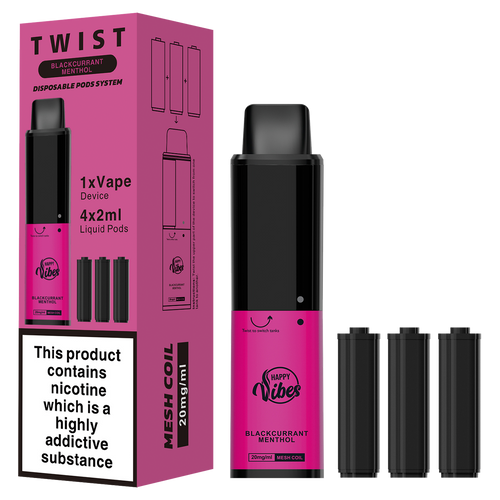 Blackcurrant Menthol Happy Vibes Twist Disposable Device