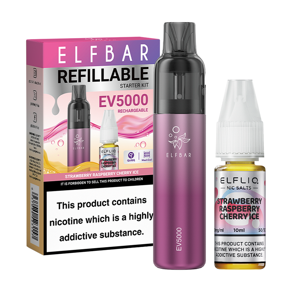 Strawberry Raspberry Cherry Ice Elf Bar EV5000 Pod Kit