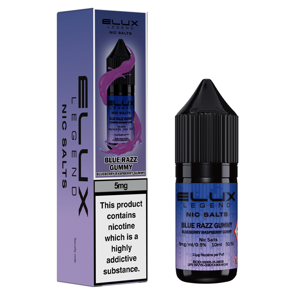 Blue Razz Gummy Nic Salt by Elux 10ml 5mg