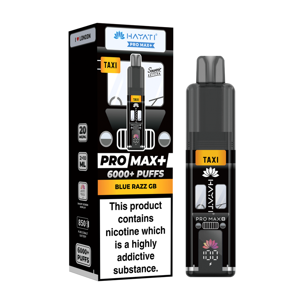 Hayati Pro Max Plus 6000 London Souvenir Edition black cab blue razz gb