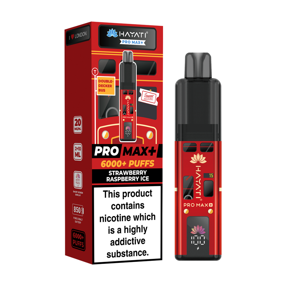 Hayati Pro Max Plus 6000 London Souvenir Edition double decker bus strawberry raspberry ice