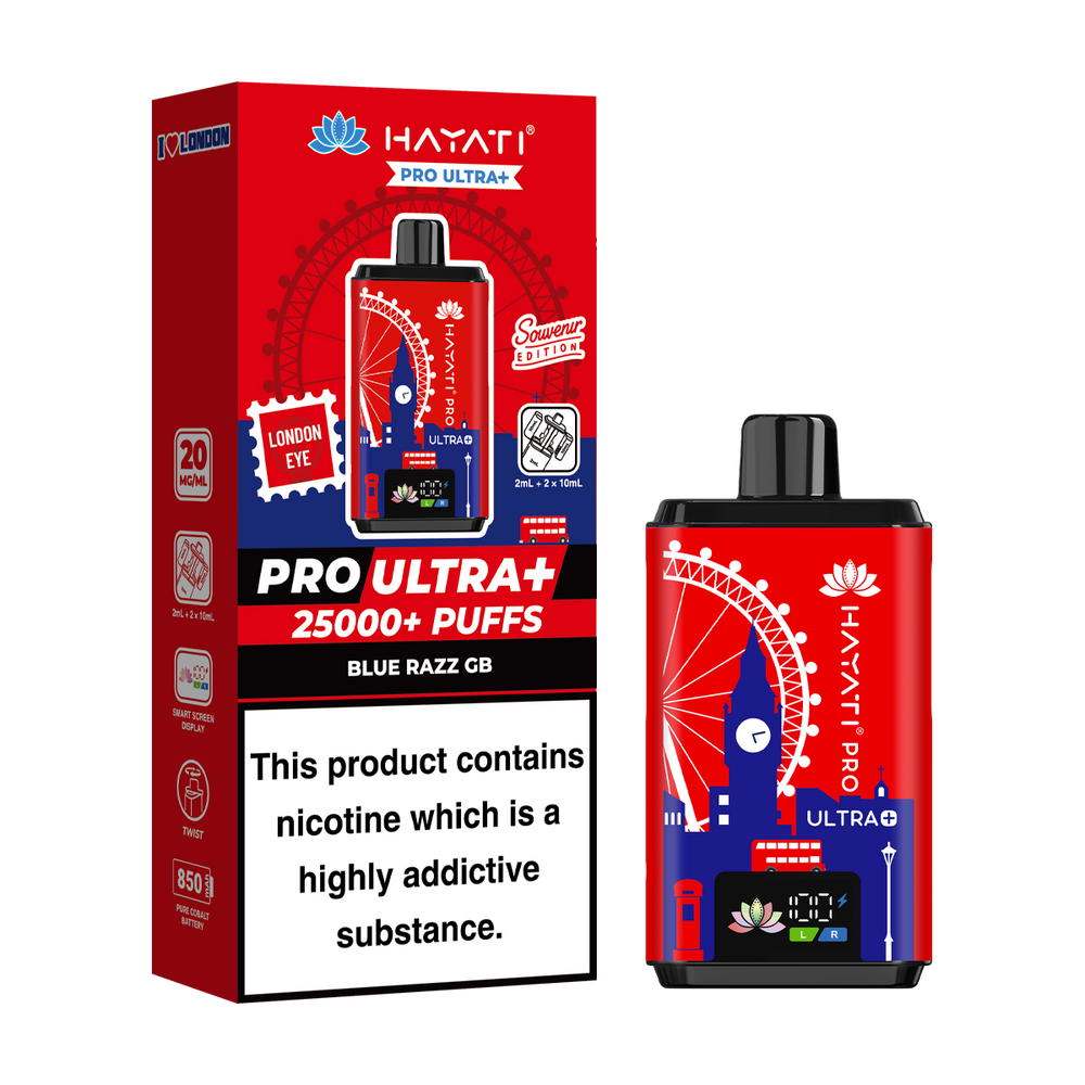 Hayati Pro Ultra Plus 25000 London Souvenir Edition blue razz