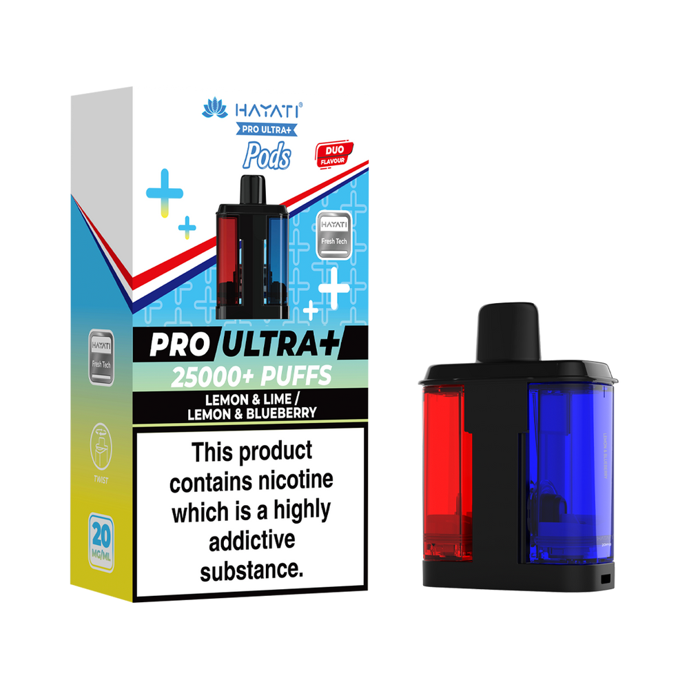 hayati pro ultra plus pods lemon and lime lemon and blueberry