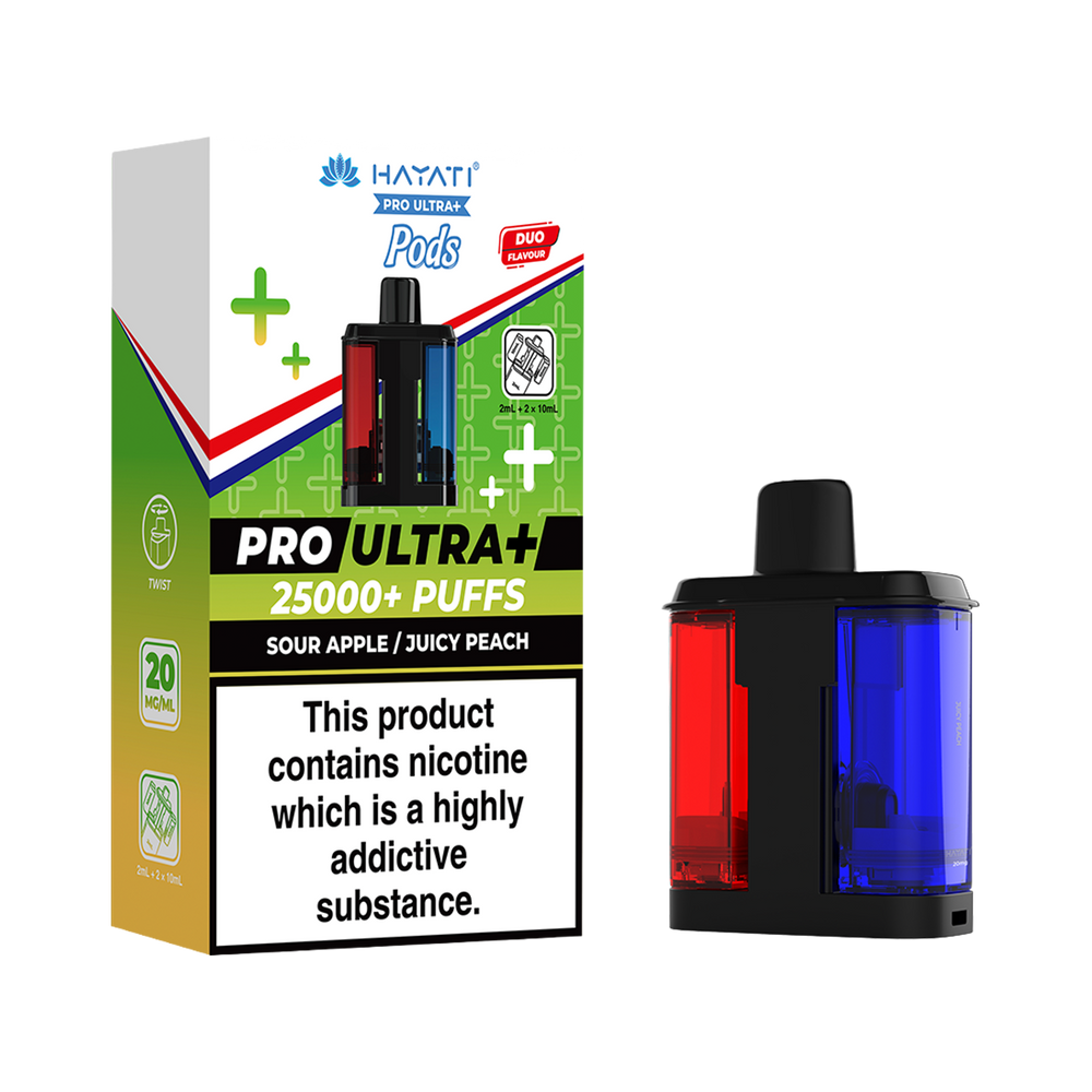 hayati pro ultra plus pods sour apple juicy peach