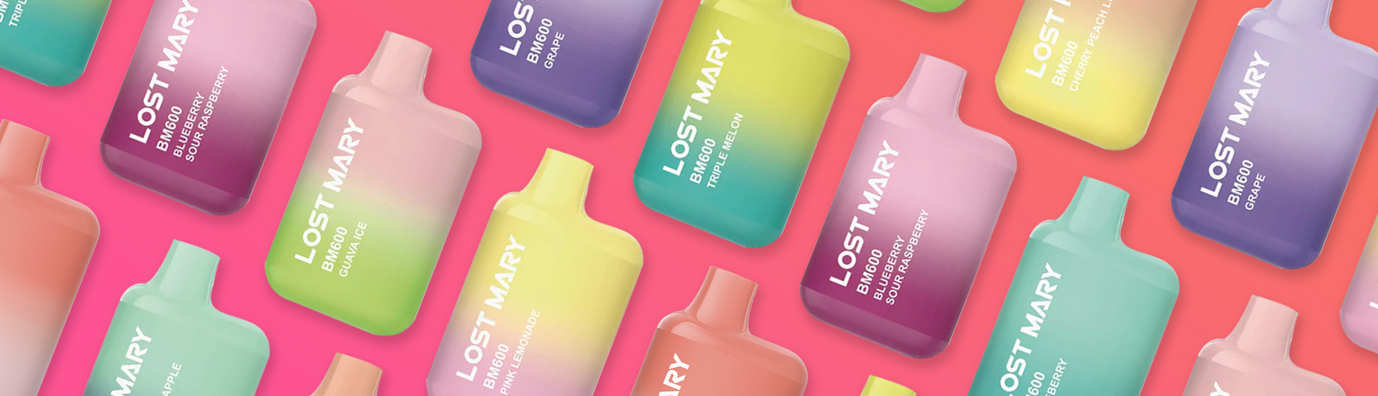 An assortment of Lost Mary BM600 devices in different flavours