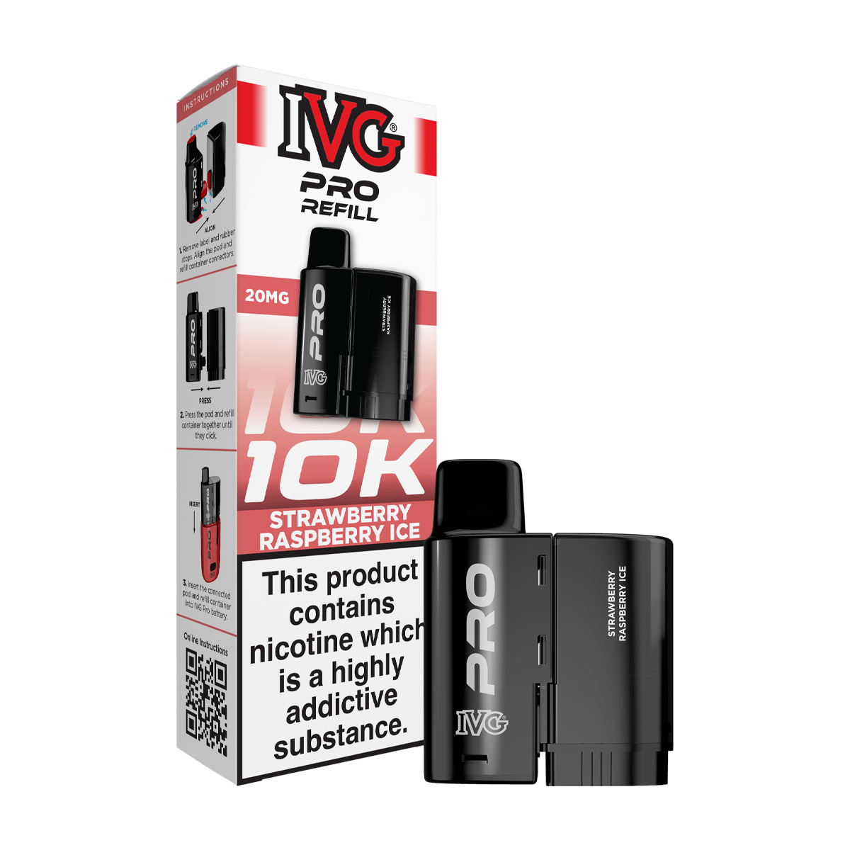 Strawberry Raspberry Ice IVG Pro 12 Refill Pack | 10K Puffs – Vapemate