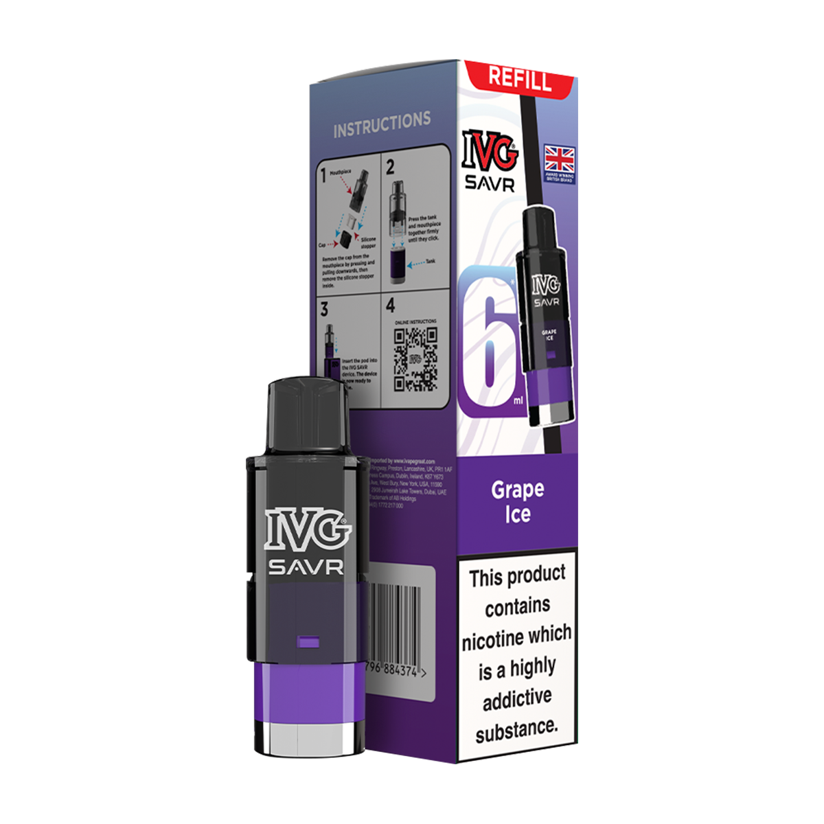 Grape Ice IVG SAVR Refill Pack Vapemate Grape Ice IVG SAVR Refill Pack Vapemate