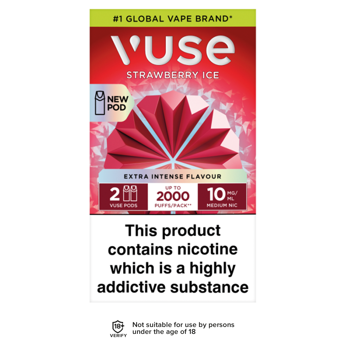 Strawberry Ice Vuse Pro Pods | 3 Pods For 15 Vapemate Strawberry Ice Vuse Pro Pods | 3 Pods For 15 Vapemate