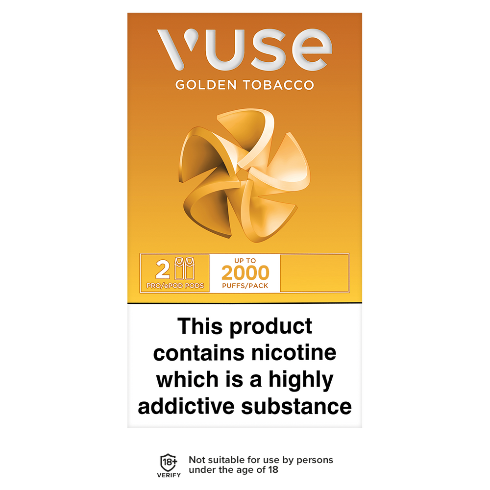 Vuse ePod vPro Golden Tobacco Pods | 6.99 | 12MG & 18MG Vapemate Vuse ePod vPro Golden Tobacco Pods | 6.99 | 12MG & 18MG Vapemate