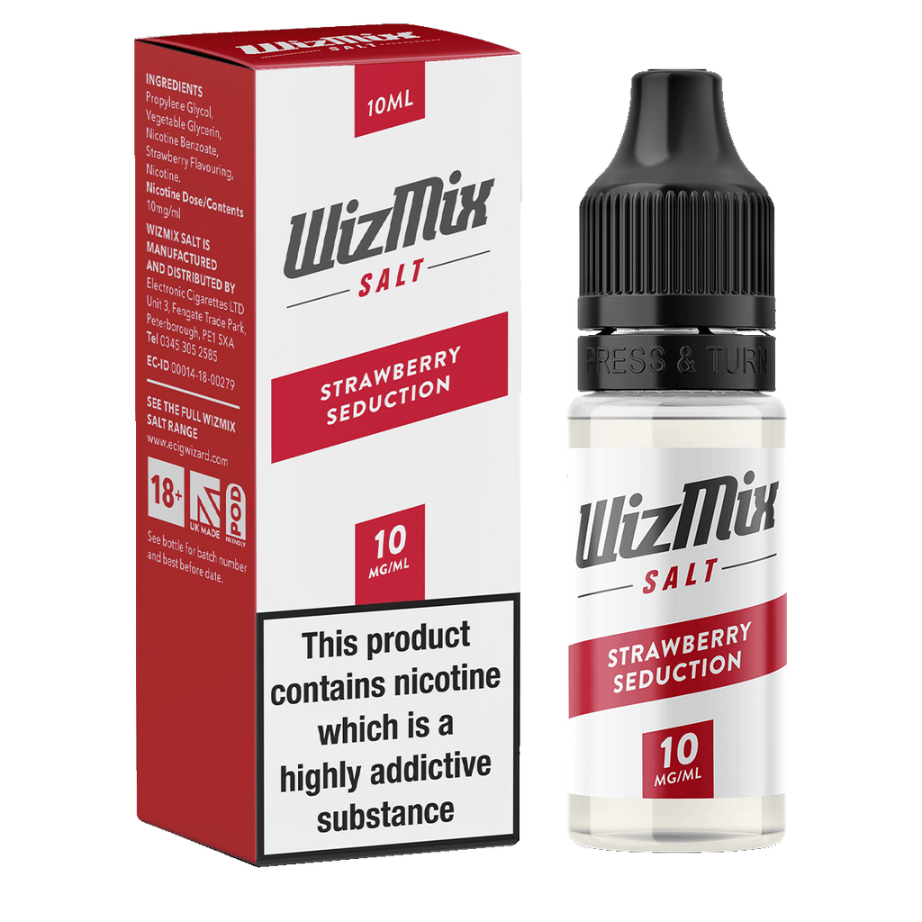 Wizmix Salt Strawberry Seduction - 10ml | Fruit Vape Juice  Vapemate