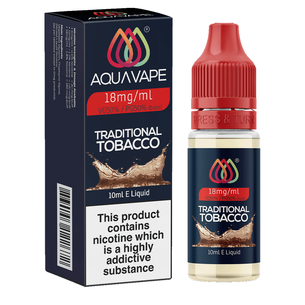 Traditional Tobacco E-Liquid by Aquavape - 10ml 18mg