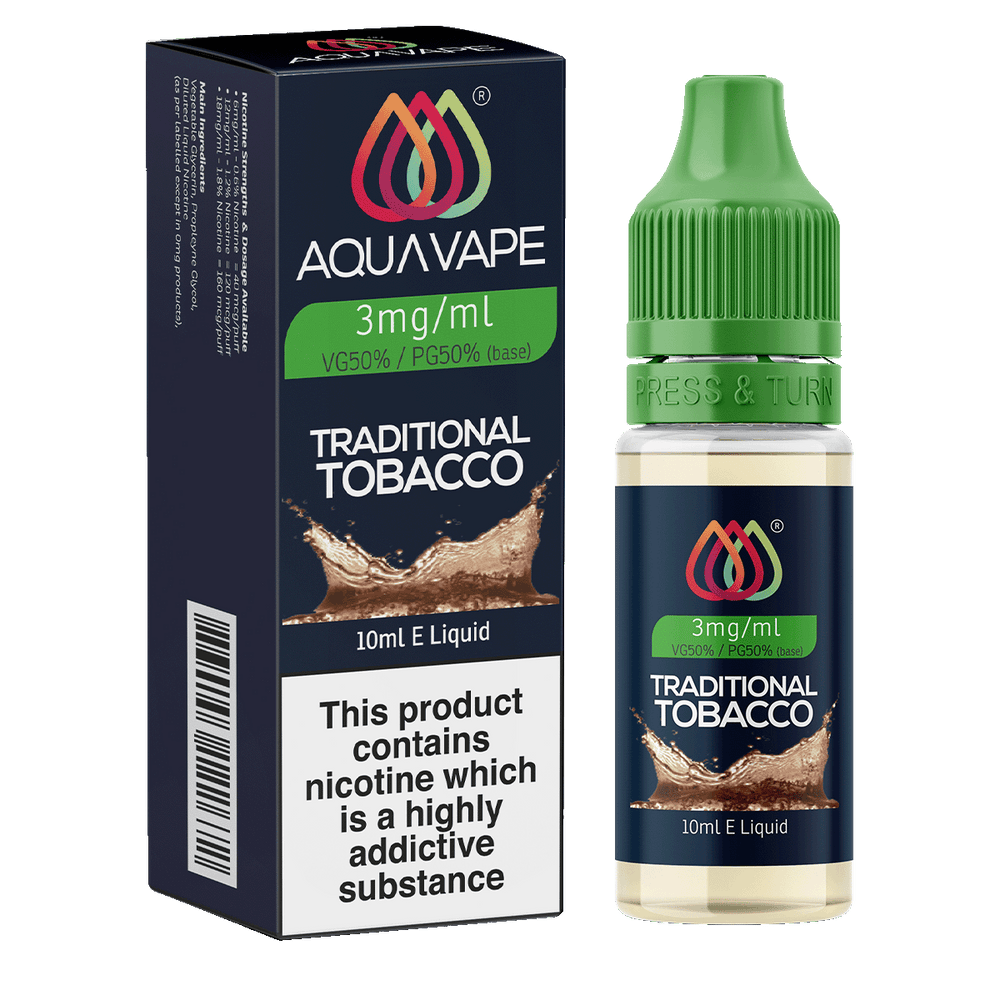 Traditional Tobacco E-Liquid by Aquavape - 10ml 3mg
