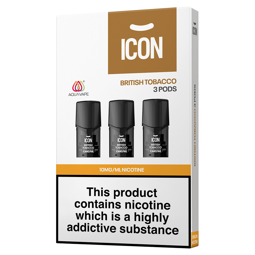 ICON Aqua Vape British Tobacco Pods (Pack of 3) 10mg