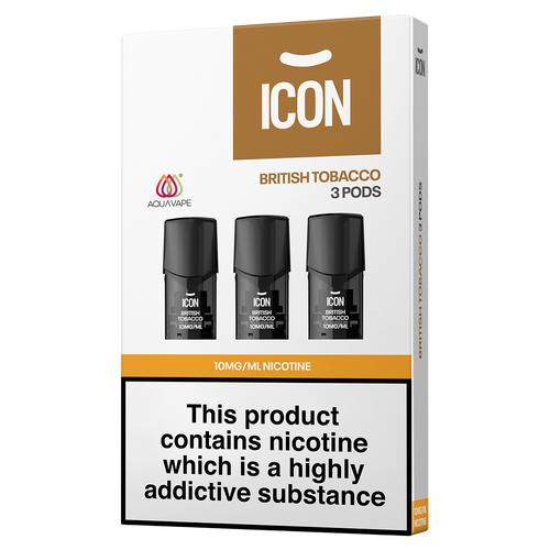 ICON Aqua Vape British Tobacco Pods (Pack of 3) 10mg